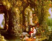 奥德修斯与卡吕普索在一个神奇的洞穴里 - 老简·布鲁格尔